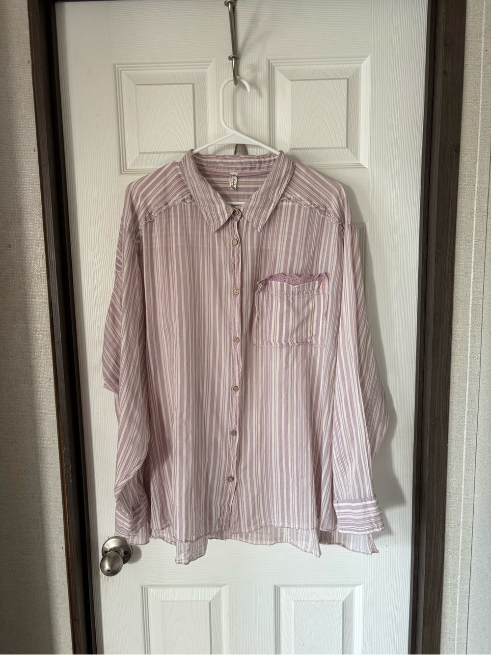 Free People Lavender and White Striped Shirt